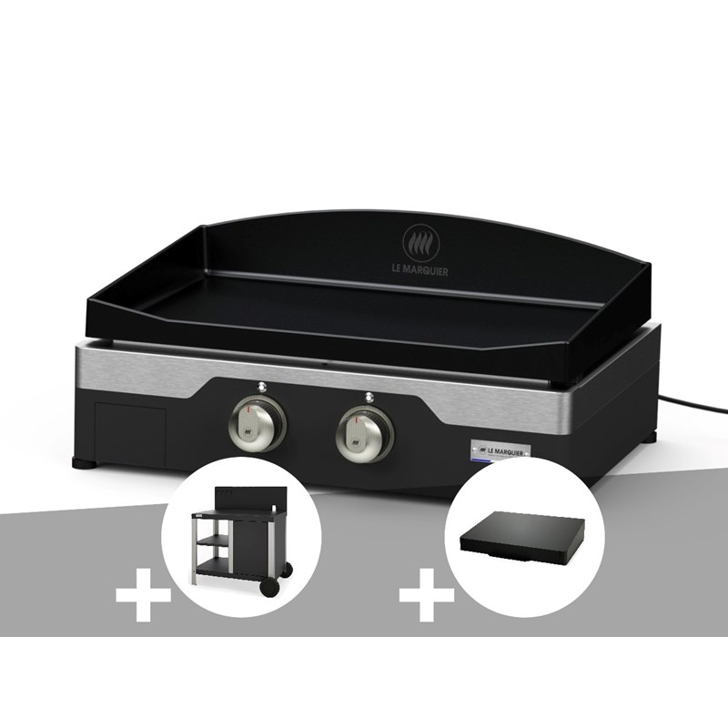 Plancha électrique allure 260 duo 60 x 40 cm + desserte + couvercle - le marquie