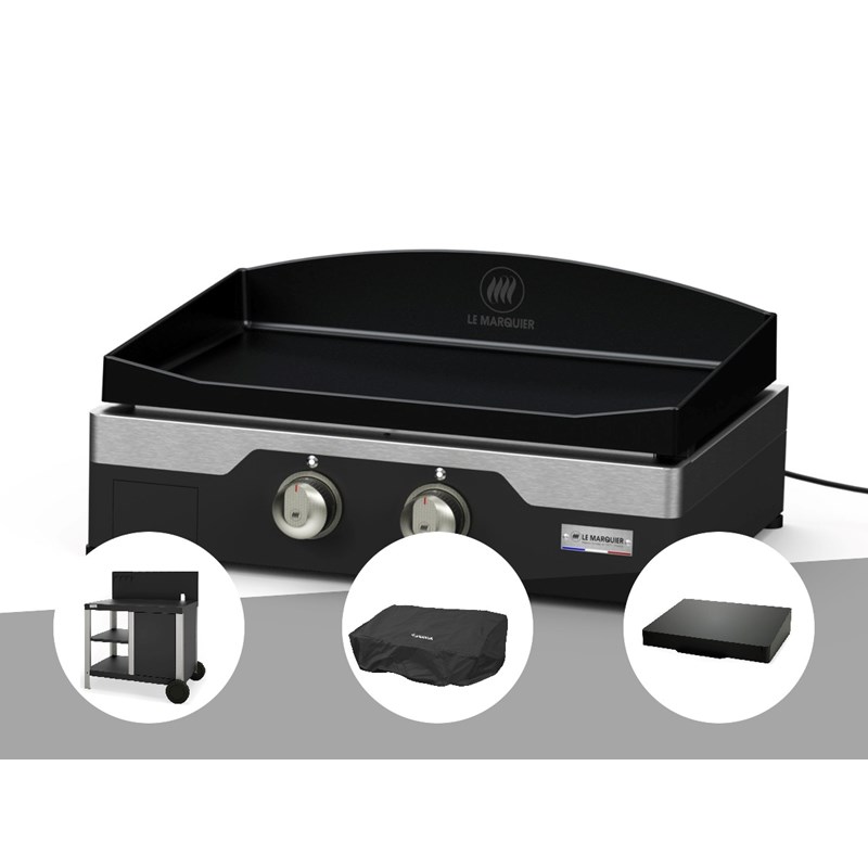 Le Marquier - Kit plancha électrique allure 260 duo le marquier + desserte + couvercle + houss