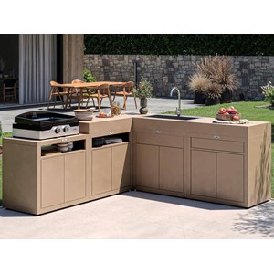 Meuble cuisine extérieure pour cuisson avec tablette - 80 x 55 cm- taupe – le ma
