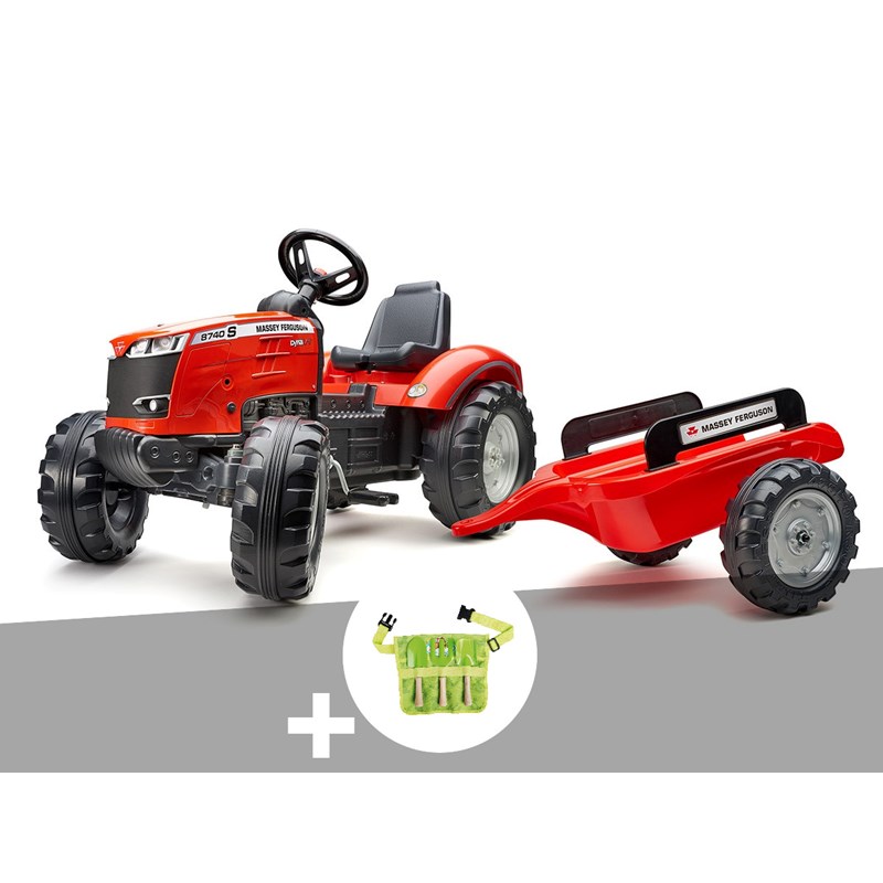 Tracteur enfant massey ferguson avec remorque 3 à 7 ans + ceinture avec outils d