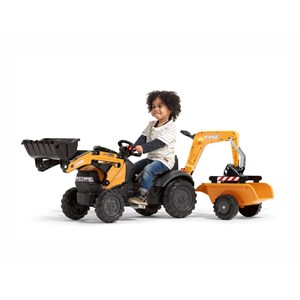 Tractopelle enfant case ce avec remorque + excavatrice 2 à 5 ans + ceinture avec