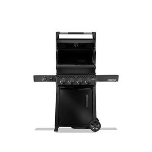 Barbecue gaz freestyle noir 4 brûleurs + 1 réchaud latéral, avec porte et brûleu