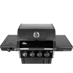 Barbecue gaz freestyle noir 4 brûleurs + 1 réchaud latéral, avec porte et brûleu
