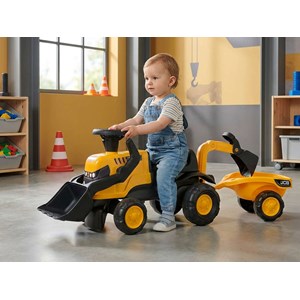Porteur enfant tractopelle jcb roues silencieuses, excavatrice et remorque 1 à 3
