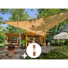 Voile d'ombrage naturelle jute triangulaire 3 m + 1 corde fibre de coco 12 m - j