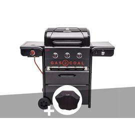 Barbecue hybride gaz et charbon gas2coal special edition - 3 brûleurs + housse d
