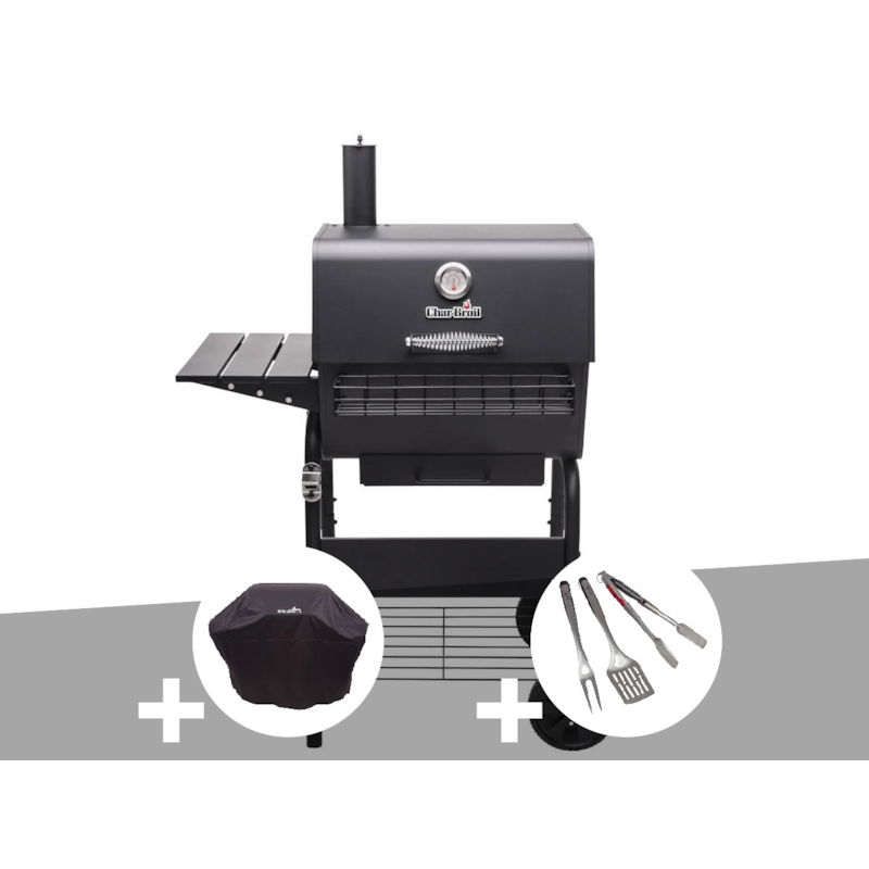 Barbecue à charbon charcoal m + housse de protection + kit 3 ustensiles - char-b