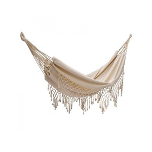 Set support bois avec hamac double franges écru