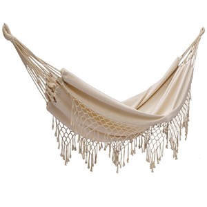 Set support bois avec hamac double franges écru