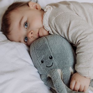 Peluche bruit blanc rechargeable olly la pieuvre grise