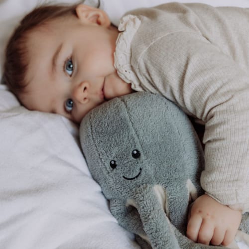 FLOW - Peluche bruit blanc rechargeable olly la pieuvre grise