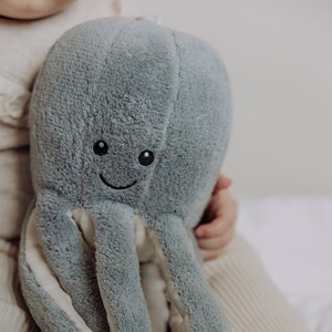 Peluche bruit blanc rechargeable olly la pieuvre grise