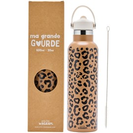 Gourde isotherme léopard marron (600 ml)
