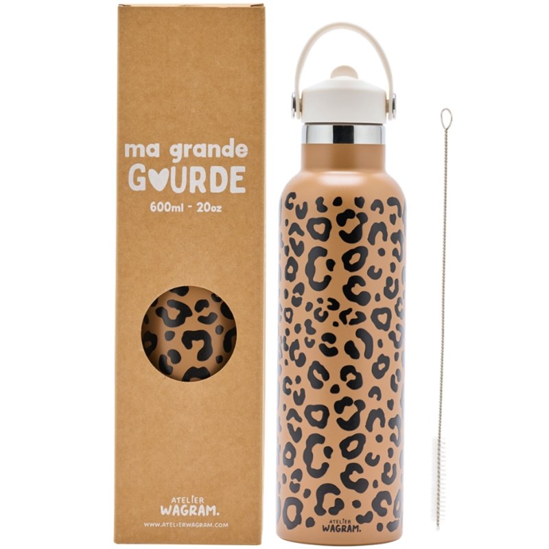 Gourde isotherme léopard marron (600 ml)