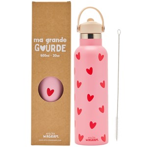Gourde isotherme coeurs rouges (600 ml)