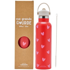 Gourde isotherme coeurs roses (600 ml)