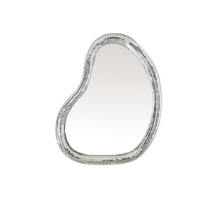 Miroir disco forme organique arrondie avec facettes coloris argent