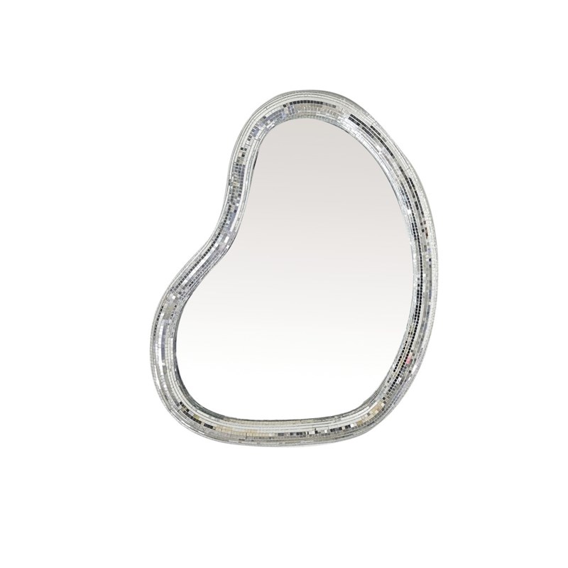Miroir disco forme organique arrondie avec facettes coloris argent