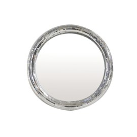 Miroir disco forme ronde avec facettes coloris argent