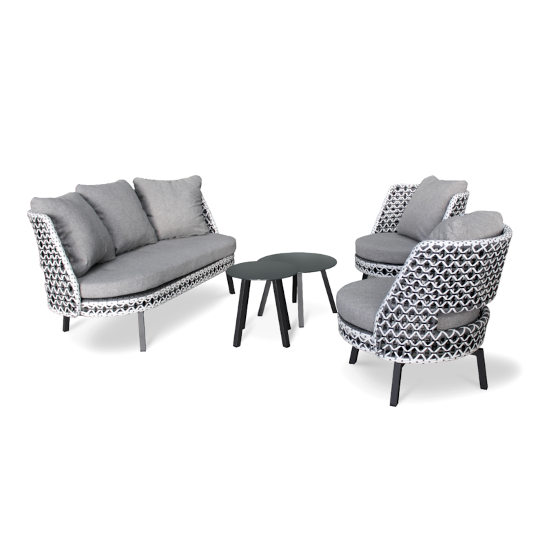 Salon de jardin 4 places en aluminium - gris anthracite