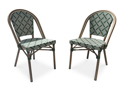 Lot de 2 fauteuils de jardin empilables en aluminium - vert