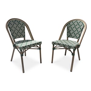 Lot de 2 fauteuils de jardin empilables en aluminium - vert