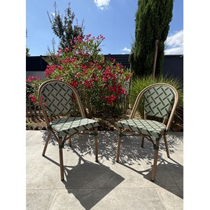 Lot de 2 fauteuils de jardin empilables en aluminium - vert