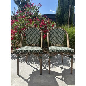 Lot de 2 fauteuils de jardin empilables en aluminium - vert