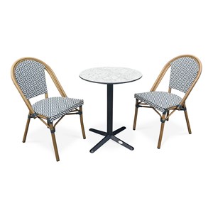 Ensemble repas de jardin 2 places en acier et plateau en hpl
