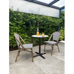 Ensemble repas de jardin 2 places en acier et plateau en hpl