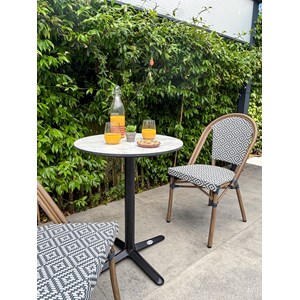 Ensemble repas de jardin 2 places en acier et plateau en hpl - bleu