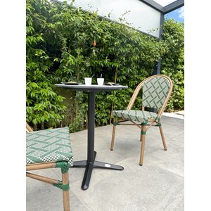 Ensemble repas de jardin 2 places en acier et plateau en hpl