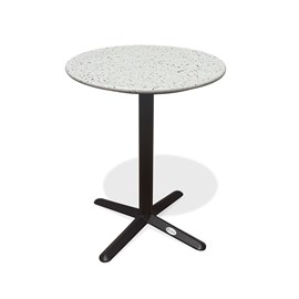 Table ronde de jardin en acier et plateau terrazzo