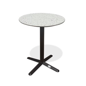 Table ronde de jardin en acier et plateau terrazzo