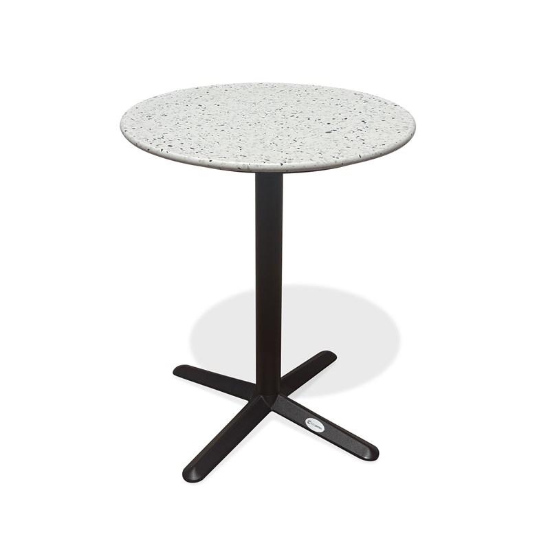 Table ronde de jardin en acier et plateau terrazzo