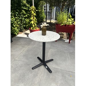 Ensemble repas de jardin 2 places en acier et plateau terrazzo