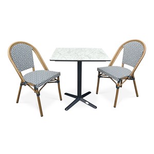 Ensemble repas de jardin 2 places en acier et plateau en hpl
