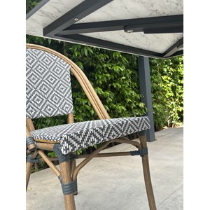 Ensemble repas de jardin 2 places en acier et plateau en hpl