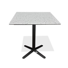 Table carrée de jardin en acier et plateau terrazzo