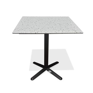 Table carrée de jardin en acier et plateau terrazzo