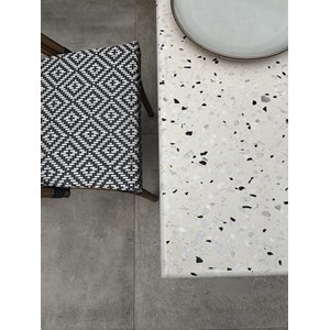 Ensemble repas de jardin 2 places en acier et plateau terrazzo - bleu