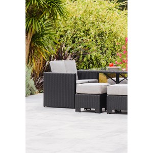 Ensemble repas de jardin encastrable 8 places en résine tresséee