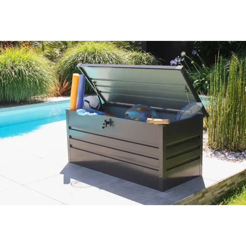 Coffre de jardin en acier galvanisé 600l - gris anthracite