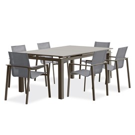 Ensemble repas de jardin 6 places en aluminium