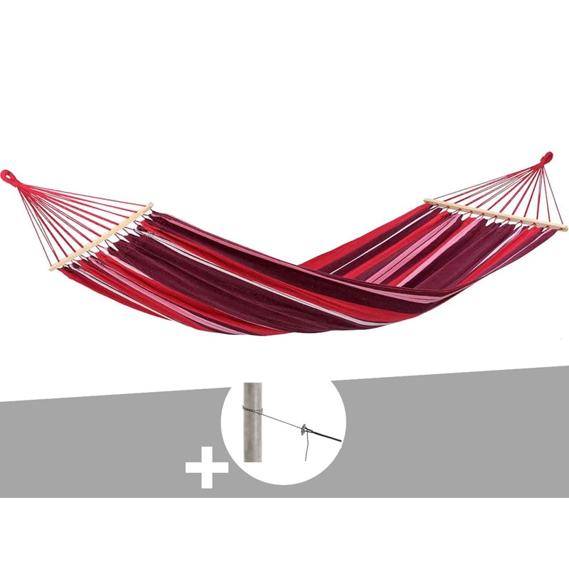 Hamac 1 place samba violet en polycoton + kit fixation smartrope - amazonas