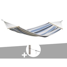 Hamac 1 place samba marine en polycoton + kit fixation smartrope - amazonas
