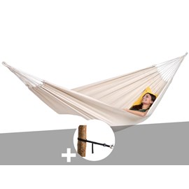 Hamac 2 places barbados naturel + kit attaches t-strap - amazonas