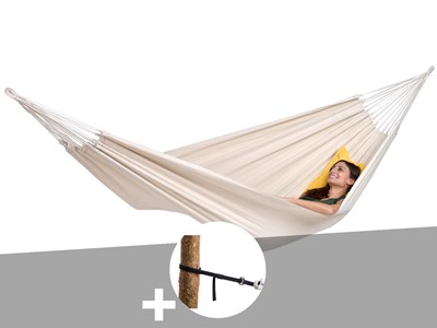 Hamac 2 places barbados naturel + kit attaches t-strap - amazonas