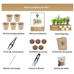 Nopalia® kit herbes aromatiques bio prêt à pousser - 5 variétés