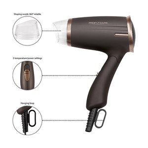 Sèche-cheveux pliable 1400w proficare marron pc-ht 3009 marron